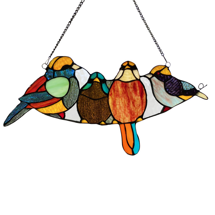 August Grove® Song Bird Tiffany Style Stained Glass Window Panel